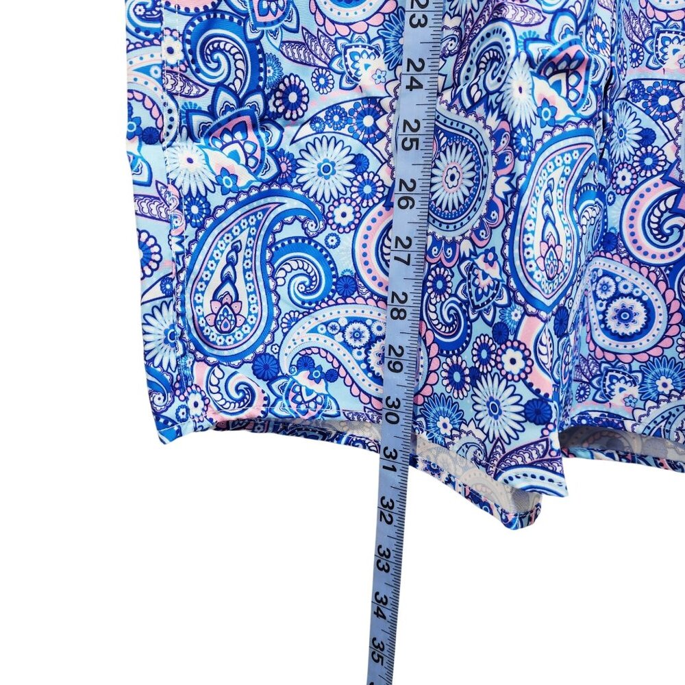 Mens Blue Paisley Short-Sleeve Button-Up Dress Shirt By Premiere Size M - Picture 6 of 8